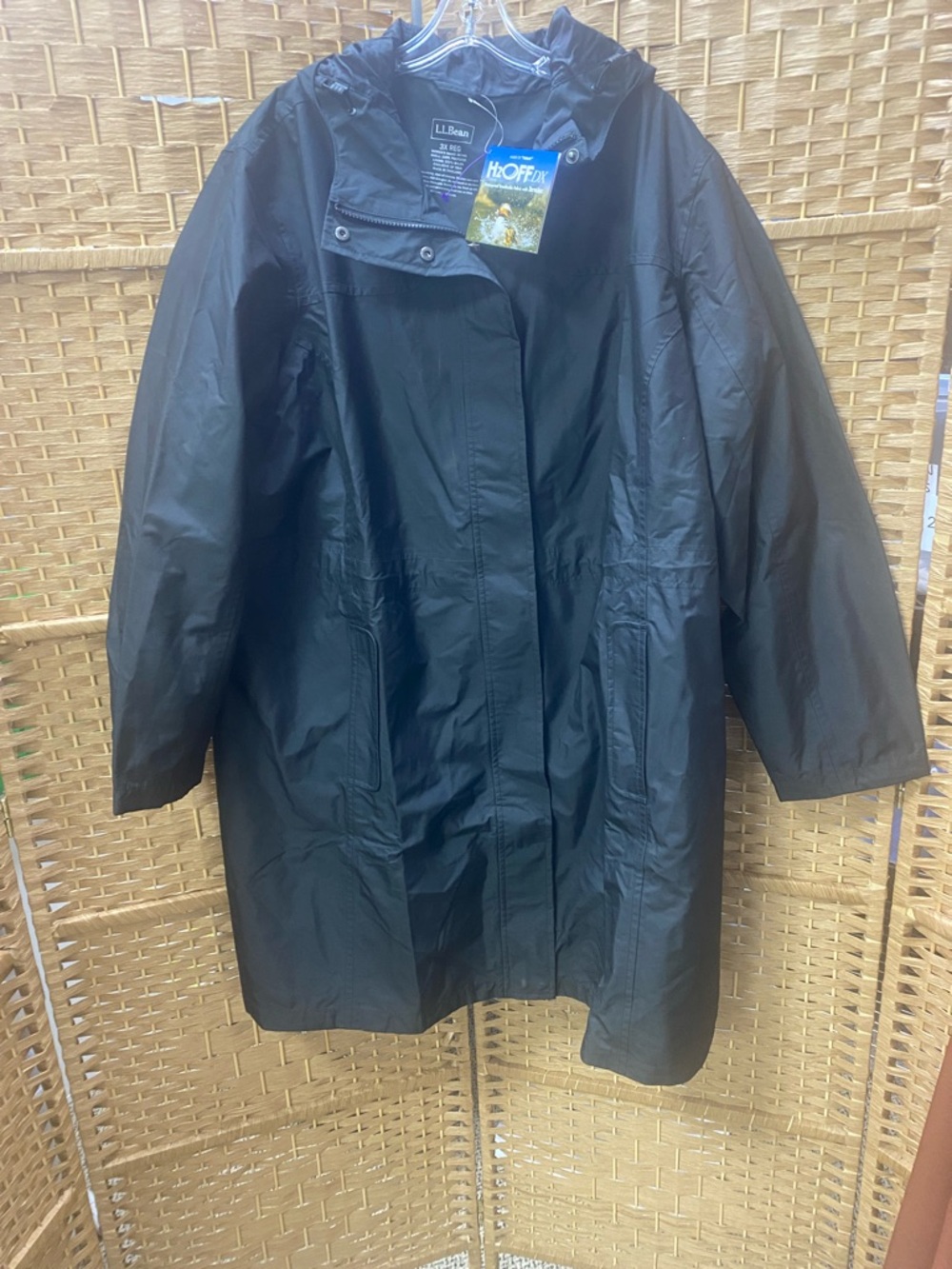 L.L. Bean Black Hooded Waterproof Jacket